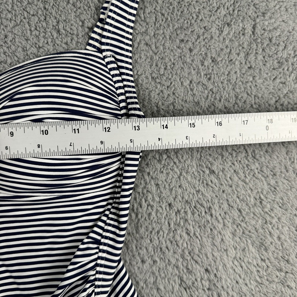 Nip Tuck Twist Front Swimsuit One Piece 8 Navy Blue White Stripes Multi Fit cup‎ - Picture 6 of 16